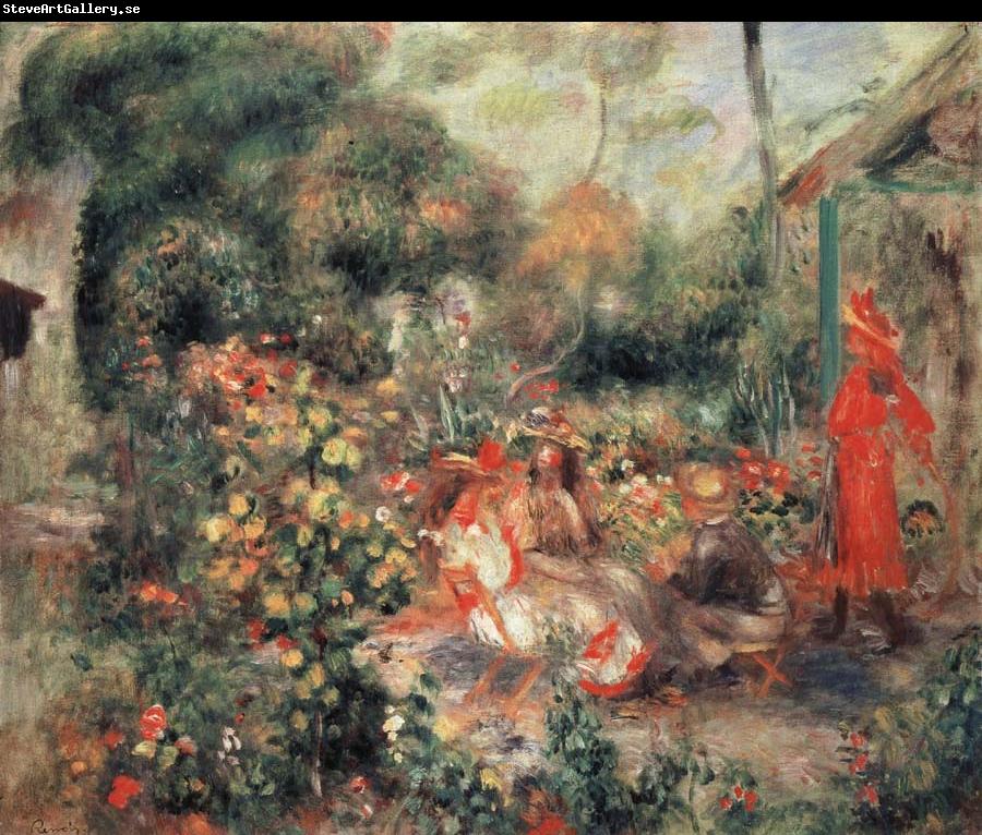 Pierre Renoir Young Girls in a  Garden in Montmartre